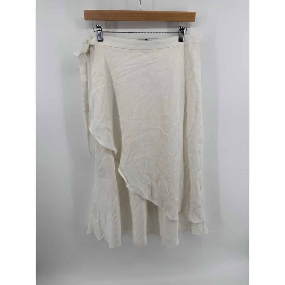 NWT Massimo Tutti Asymetrical Midi Wrap Skirt Sz 12 Ruffle Flowy Side Tie $130 - Picture 2 of 6
